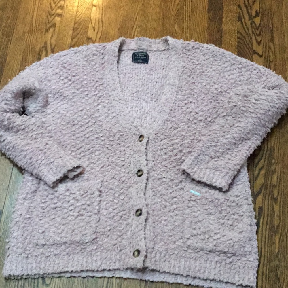 Abercrombie & Fitch Pink Cardigan with Fluffy Texture and Relaxed Fit